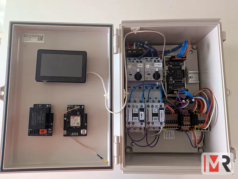 A ModBee controller enclosure with touchscreen, modem and motor starters