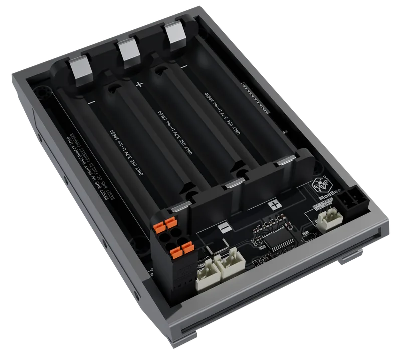ModBee Battery Pack 18650 in its DIN-rail enclosure