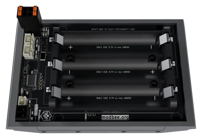 Battery Pack 18650 in its enclosure, from above